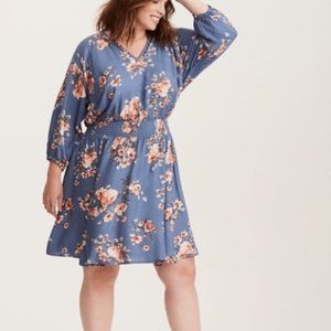 Torrid NWT Blue Floral Smocked Skater Dress - Size 3